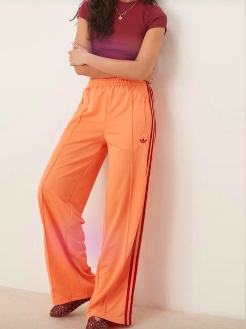 adidas semi coral firebird Track Pants with team victory Red Stripes XS NWT - Picture 2 of 12